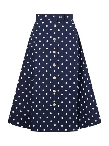 Carolina Herrera Polka-dot Cotton-blend Twill Midi Skirt | Thumbnail 1 Carolina Herrera Polka-dot Cotton-blend Twill Midi Skirt | Thumbnail 1