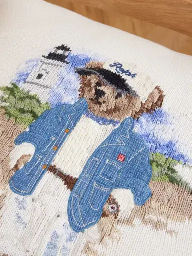 Ralph Lauren Home By The Sea Polo Bear Embroidered Cotton Cushion | Thumbnail 3 Ralph Lauren Home By The Sea Polo Bear Embroidered Cotton Cushion | Thumbnail 3