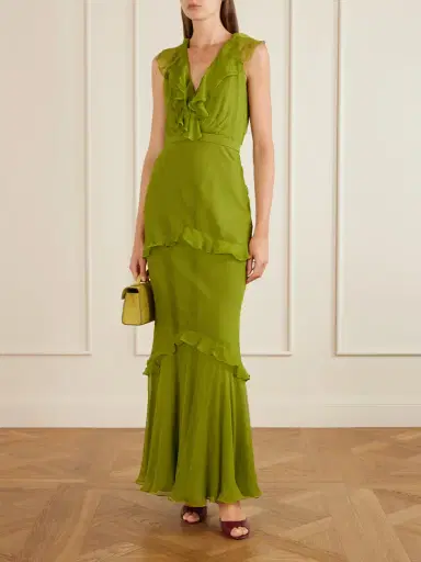 Saloni Rita Gathered Ruffled Silk Gown | Thumbnail 2 Saloni Rita Gathered Ruffled Silk Gown | Thumbnail 2