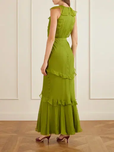 Saloni Rita Gathered Ruffled Silk Gown | Thumbnail 3 Saloni Rita Gathered Ruffled Silk Gown | Thumbnail 3