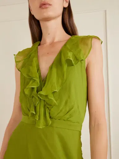 Saloni Rita Gathered Ruffled Silk Gown | Thumbnail 4 Saloni Rita Gathered Ruffled Silk Gown | Thumbnail 4