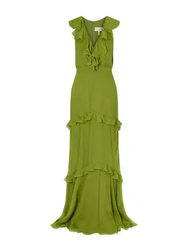 Saloni Rita Gathered Ruffled Silk Gown | Thumbnail 1 Saloni Rita Gathered Ruffled Silk Gown | Thumbnail 1