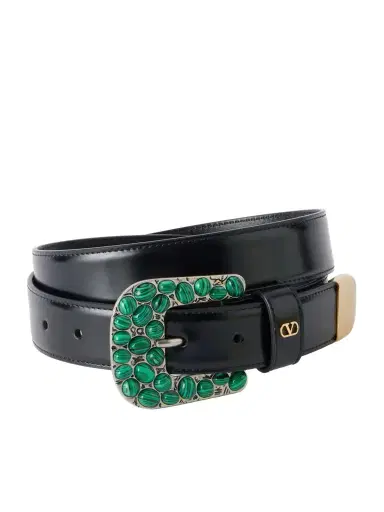 Valentino Garavani Vlogo Embellished Leather Belt | Thumbnail 1 Valentino Garavani Vlogo Embellished Leather Belt | Thumbnail 1