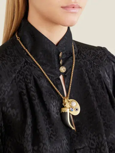 MAISON MAYLE Arpelle Horn Of Plenty Gold-plated, Crystal And Enamel Necklace | Thumbnail 2 MAISON MAYLE Arpelle Horn Of Plenty Gold-plated, Crystal And Enamel Necklace | Thumbnail 2