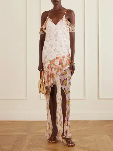 Donde Esteban Pajaritos Y Rosas Printed Ruffled Silk-chiffon Maxi Dress | Thumbnail 2 Donde Esteban Pajaritos Y Rosas Printed Ruffled Silk-chiffon Maxi Dress | Thumbnail 2