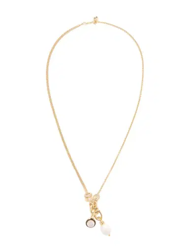 Roxanne Assoulin The Double Drop Gold-tone, Cubic Zirconia And Enamel Necklace | Thumbnail 1 Roxanne Assoulin The Double Drop Gold-tone, Cubic Zirconia And Enamel Necklace | Thumbnail 1