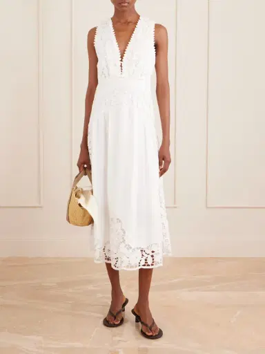 Farm Rio Floral-embroidered Linen Midi Dress | Thumbnail 2 Farm Rio Floral-embroidered Linen Midi Dress | Thumbnail 2