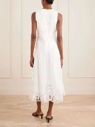 Farm Rio Floral-embroidered Linen Midi Dress | Thumbnail 3 Farm Rio Floral-embroidered Linen Midi Dress | Thumbnail 3