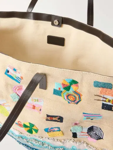 Staud Christos Large Leather-trimmed Embroidered Bead-embellished Canvas Tote | Thumbnail 6 Staud Christos Large Leather-trimmed Embroidered Bead-embellished Canvas Tote | Thumbnail 6
