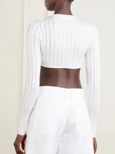Alaïa Cropped Ribbed-knit Cardigan | Thumbnail 3 Alaïa Cropped Ribbed-knit Cardigan | Thumbnail 3