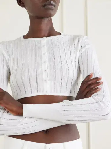 Alaïa Cropped Ribbed-knit Cardigan | Thumbnail 4 Alaïa Cropped Ribbed-knit Cardigan | Thumbnail 4