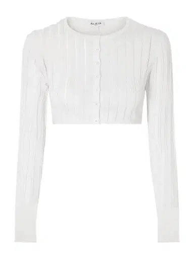 Alaïa Cropped Ribbed-knit Cardigan | Thumbnail 1 Alaïa Cropped Ribbed-knit Cardigan | Thumbnail 1