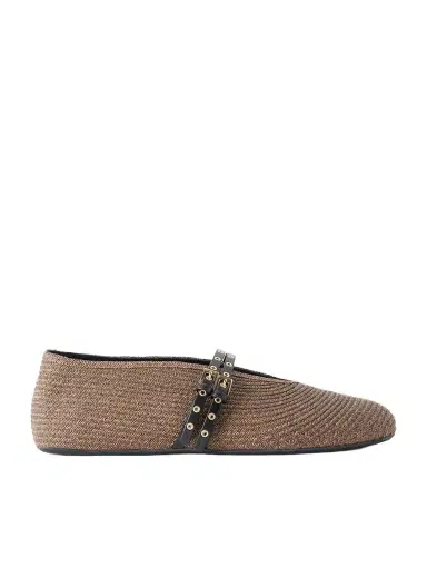 Alaïa Leather-trimmed Raffia Ballet Flats | Thumbnail 1 Alaïa Leather-trimmed Raffia Ballet Flats | Thumbnail 1