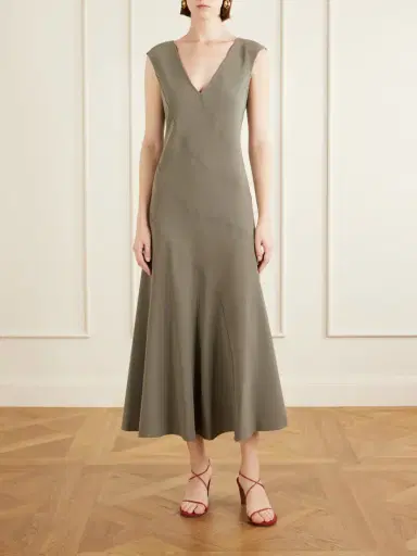 Proenza Schouler Romana Pleated Crepe Midi Dress | Thumbnail 2 Proenza Schouler Romana Pleated Crepe Midi Dress | Thumbnail 2