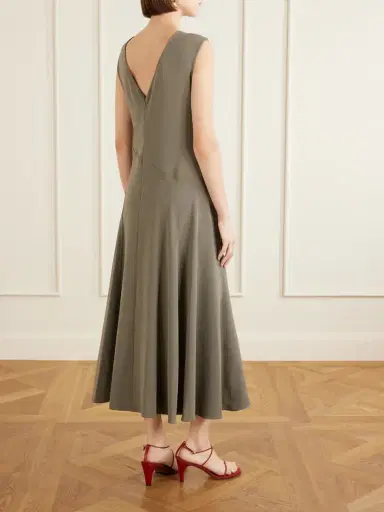 Proenza Schouler Romana Pleated Crepe Midi Dress | Thumbnail 4 Proenza Schouler Romana Pleated Crepe Midi Dress | Thumbnail 4