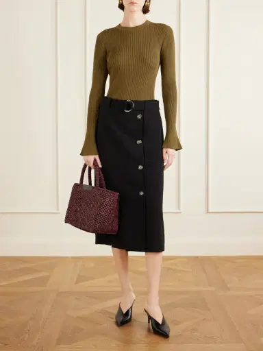 Proenza Schouler Carine Belted Crepe De Chine Midi Skirt | Thumbnail 2 Proenza Schouler Carine Belted Crepe De Chine Midi Skirt | Thumbnail 2