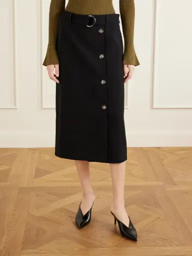 Proenza Schouler Carine Belted Crepe De Chine Midi Skirt | Thumbnail 3 Proenza Schouler Carine Belted Crepe De Chine Midi Skirt | Thumbnail 3