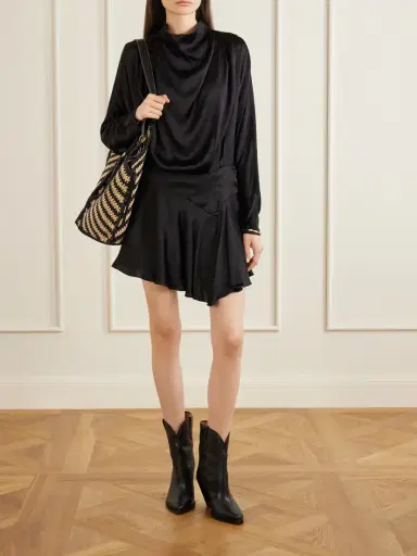 Isabel Marant Neline Draped Satin Mini Dress | Thumbnail 2 Isabel Marant Neline Draped Satin Mini Dress | Thumbnail 2