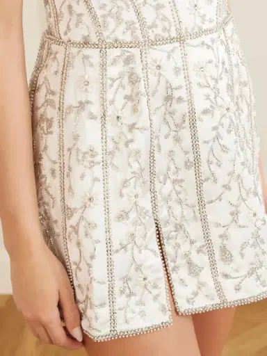 Clio Peppiatt Brigitte Crystal-embellished Satin Mini Skirt | Thumbnail 5 Clio Peppiatt Brigitte Crystal-embellished Satin Mini Skirt | Thumbnail 5