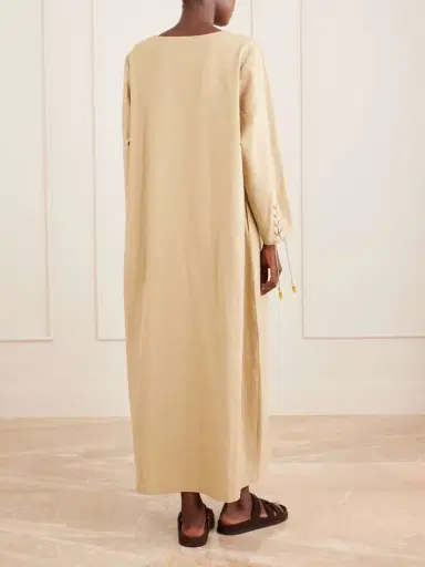 Tory Burch Lace-up Linen-blend Kaftan | Thumbnail 3 Tory Burch Lace-up Linen-blend Kaftan | Thumbnail 3
