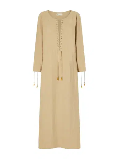 Tory Burch Lace-up Linen-blend Kaftan | Thumbnail 1 Tory Burch Lace-up Linen-blend Kaftan | Thumbnail 1