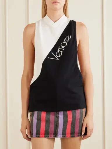 Versace Logo-intarsia Stretch Cotton-jersey Tank | Thumbnail 3 Versace Logo-intarsia Stretch Cotton-jersey Tank | Thumbnail 3