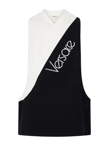 Versace Logo-intarsia Stretch Cotton-jersey Tank | Thumbnail 1 Versace Logo-intarsia Stretch Cotton-jersey Tank | Thumbnail 1