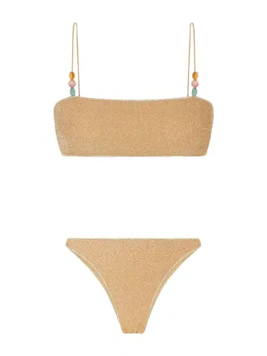 Oséree Lumiere Bead-embellished Metallic Bikini | Thumbnail 1 Oséree Lumiere Bead-embellished Metallic Bikini | Thumbnail 1