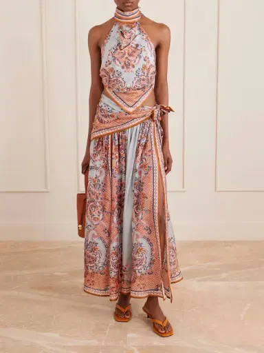 Zimmermann Aster Tie-detailed Printed Silk Midi Skirt | Thumbnail 2 Zimmermann Aster Tie-detailed Printed Silk Midi Skirt | Thumbnail 2