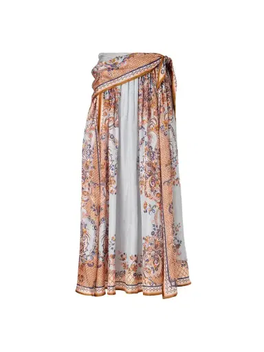 Zimmermann Aster Tie-detailed Printed Silk Midi Skirt | Thumbnail 1 Zimmermann Aster Tie-detailed Printed Silk Midi Skirt | Thumbnail 1