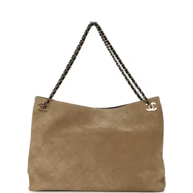 Chanel Chanel Large "Eyes on You" CC Shopping Bag Dark Beige Suede Gold Hardware | Thumbnail 1 Chanel Chanel Large "Eyes on You" CC Shopping Bag Dark Beige Suede Gold Hardware | Thumbnail 1
