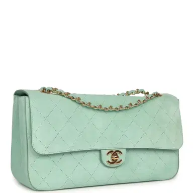 Chanel Chanel Maxi "Souplissimo" Small Flap Bag Green Beige Suede Gold Hardware | Thumbnail 2 Chanel Chanel Maxi "Souplissimo" Small Flap Bag Green Beige Suede Gold Hardware | Thumbnail 2