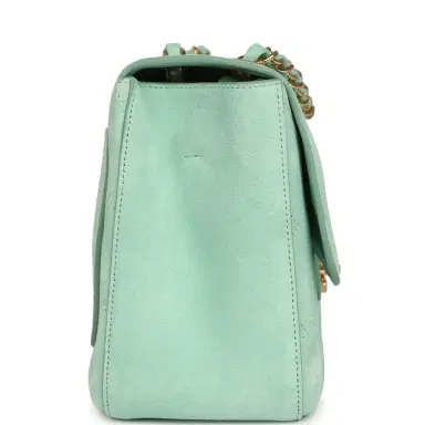 Chanel Chanel Maxi "Souplissimo" Small Flap Bag Green Beige Suede Gold Hardware | Thumbnail 3 Chanel Chanel Maxi "Souplissimo" Small Flap Bag Green Beige Suede Gold Hardware | Thumbnail 3