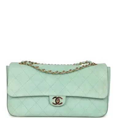 Chanel Chanel Maxi "Souplissimo" Small Flap Bag Green Beige Suede Gold Hardware | Thumbnail 1 Chanel Chanel Maxi "Souplissimo" Small Flap Bag Green Beige Suede Gold Hardware | Thumbnail 1