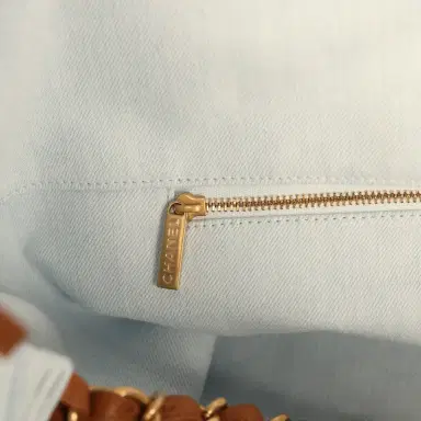 Chanel Chanel Maxi Coco Beach Cambon Hobo Bag Blue Denim and Brown Calfskin Brushed Gold Hardware | Thumbnail 10 Chanel Chanel Maxi Coco Beach Cambon Hobo Bag Blue Denim and Brown Calfskin Brushed Gold Hardware | Thumbnail 10