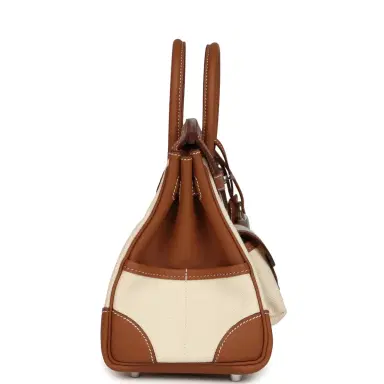 HERMÈS Hermes Birkin 25 Cargo Ecru Toile Goeland and Gold Swift Palladium Hardware | Thumbnail 3 HERMÈS Hermes Birkin 25 Cargo Ecru Toile Goeland and Gold Swift Palladium Hardware | Thumbnail 3