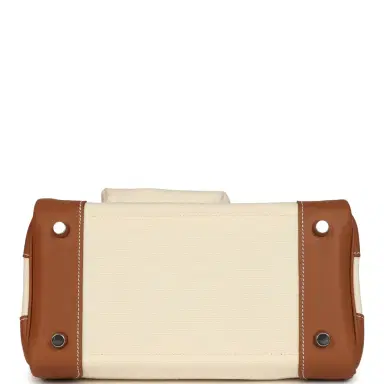 HERMÈS Hermes Birkin 25 Cargo Ecru Toile Goeland and Gold Swift Palladium Hardware | Thumbnail 6 HERMÈS Hermes Birkin 25 Cargo Ecru Toile Goeland and Gold Swift Palladium Hardware | Thumbnail 6