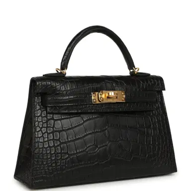 HERMÈS Hermes Special Order (HSS) Kelly Sellier 20 Black Verso Matte Alligator Gold Hardware | Thumbnail 2 HERMÈS Hermes Special Order (HSS) Kelly Sellier 20 Black Verso Matte Alligator Gold Hardware | Thumbnail 2