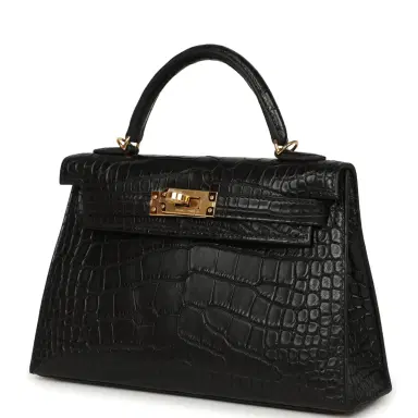 HERMÈS Hermes Special Order (HSS) Kelly Sellier 20 Black Verso Matte Alligator Gold Hardware | Thumbnail 5 HERMÈS Hermes Special Order (HSS) Kelly Sellier 20 Black Verso Matte Alligator Gold Hardware | Thumbnail 5
