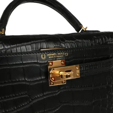 HERMÈS Hermes Special Order (HSS) Kelly Sellier 20 Black Verso Matte Alligator Gold Hardware | Thumbnail 7 HERMÈS Hermes Special Order (HSS) Kelly Sellier 20 Black Verso Matte Alligator Gold Hardware | Thumbnail 7