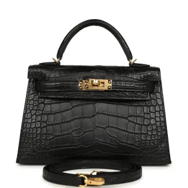 HERMÈS Hermes Special Order (HSS) Kelly Sellier 20 Black Verso Matte Alligator Gold Hardware | Thumbnail 1 HERMÈS Hermes Special Order (HSS) Kelly Sellier 20 Black Verso Matte Alligator Gold Hardware | Thumbnail 1