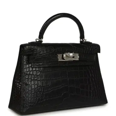 HERMÈS Hermes Special Order (HSS) Kelly Sellier 20 Black Verso Matte Alligator Palladium Hardware | Thumbnail 2 HERMÈS Hermes Special Order (HSS) Kelly Sellier 20 Black Verso Matte Alligator Palladium Hardware | Thumbnail 2