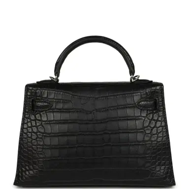 HERMÈS Hermes Special Order (HSS) Kelly Sellier 20 Black Verso Matte Alligator Palladium Hardware | Thumbnail 4 HERMÈS Hermes Special Order (HSS) Kelly Sellier 20 Black Verso Matte Alligator Palladium Hardware | Thumbnail 4