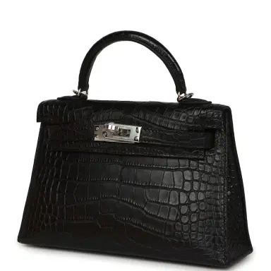 HERMÈS Hermes Special Order (HSS) Kelly Sellier 20 Black Verso Matte Alligator Palladium Hardware | Thumbnail 5 HERMÈS Hermes Special Order (HSS) Kelly Sellier 20 Black Verso Matte Alligator Palladium Hardware | Thumbnail 5