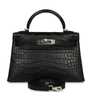 HERMÈS Hermes Special Order (HSS) Kelly Sellier 20 Black Verso Matte Alligator Palladium Hardware | Thumbnail 1 HERMÈS Hermes Special Order (HSS) Kelly Sellier 20 Black Verso Matte Alligator Palladium Hardware | Thumbnail 1