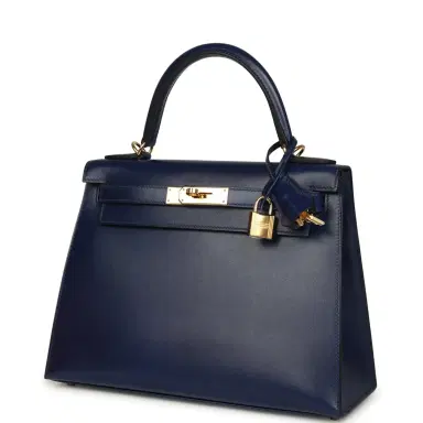 HERMÈS Pre-owned Hermes Kelly Sellier 28 Bleu Saphir Box Gold Hardware | Thumbnail 5 HERMÈS Pre-owned Hermes Kelly Sellier 28 Bleu Saphir Box Gold Hardware | Thumbnail 5