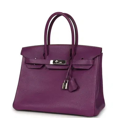 HERMÈS Vintage Hermes Birkin 30 Cyclamen Chevre Mysore Palladium Hardware | Thumbnail 5 HERMÈS Vintage Hermes Birkin 30 Cyclamen Chevre Mysore Palladium Hardware | Thumbnail 5