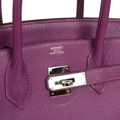 HERMÈS Vintage Hermes Birkin 30 Cyclamen Chevre Mysore Palladium Hardware | Thumbnail 7 HERMÈS Vintage Hermes Birkin 30 Cyclamen Chevre Mysore Palladium Hardware | Thumbnail 7