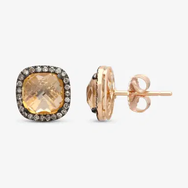 Suzanne Kalan Suzanne Kalan 18K Rose Gold Diamond & Champagne Topaz Stud Earrings by The Solist | Thumbnail 3 Suzanne Kalan Suzanne Kalan 18K Rose Gold Diamond & Champagne Topaz Stud Earrings by The Solist | Thumbnail 3