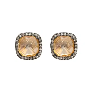 Suzanne Kalan Suzanne Kalan 18K Rose Gold Diamond & Champagne Topaz Stud Earrings by The Solist | Thumbnail 1 Suzanne Kalan Suzanne Kalan 18K Rose Gold Diamond & Champagne Topaz Stud Earrings by The Solist | Thumbnail 1